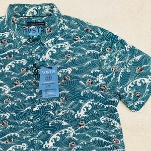 NWT VSTR ‘Death At Sea’ Skull & Waves Anti Wrinkle Moisture Wicking Shirt Mens S